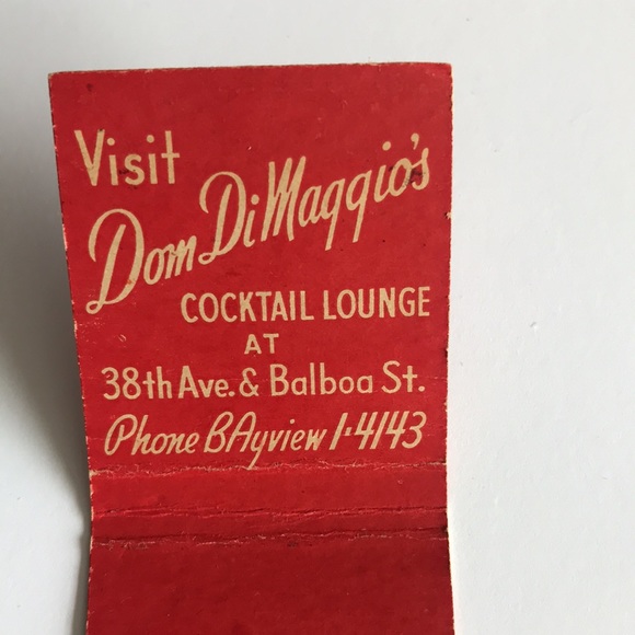 Jo DiMaggio Fisherman’s Wharf Matchbook Cover 1940’s scarce NY Yankees - Picture 2 of 4